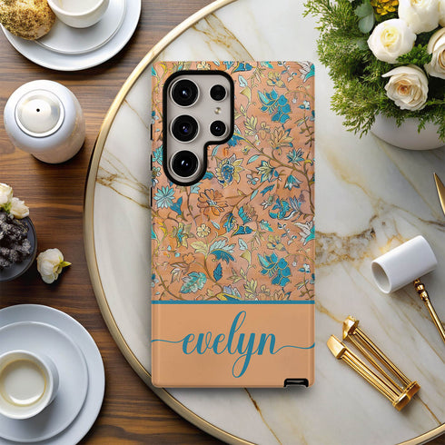 Custom Name Botanical Oriental Flowers Galaxy Case
